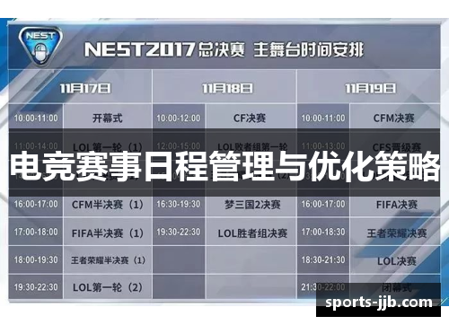 电竞赛事日程管理与优化策略